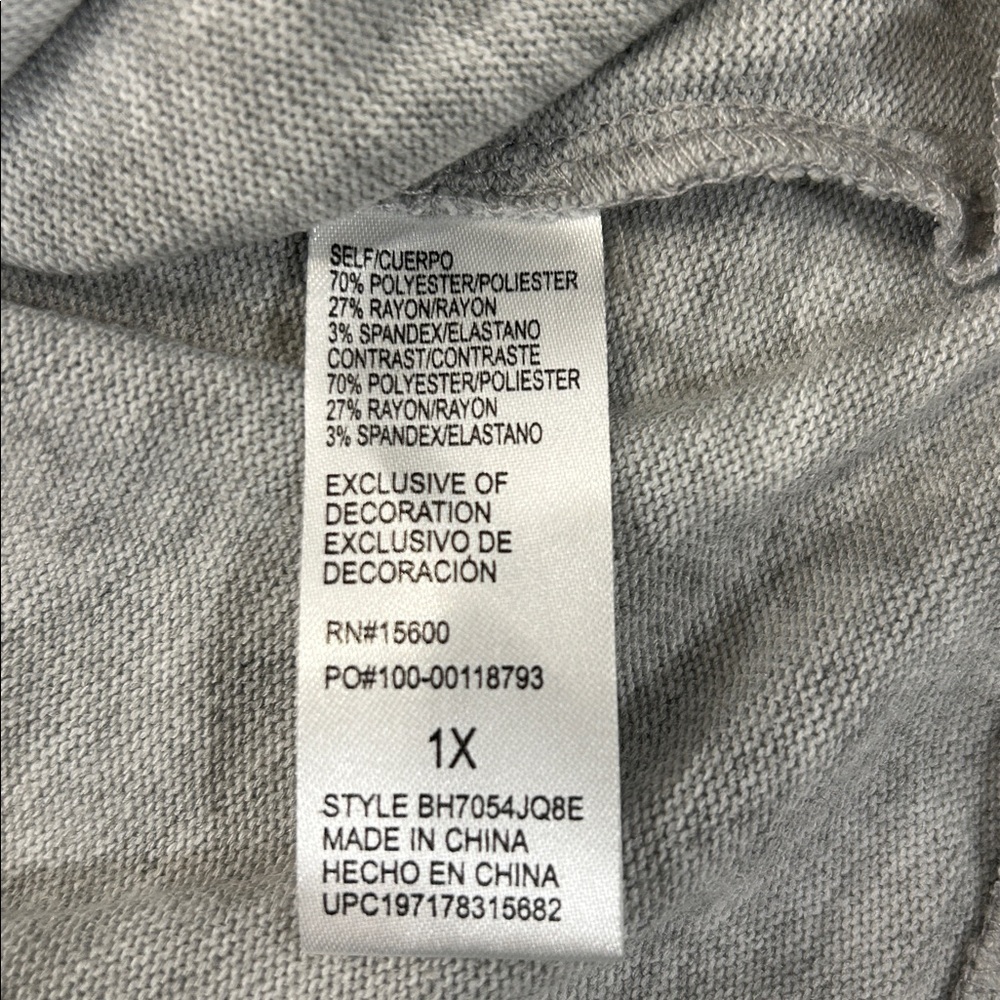 Democracy Brushed Sweater Knit Ruffled Top Light Heather‎ Gray Blue Ruffle Trim - Picture 7 of 15